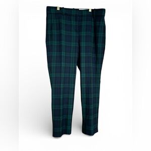Cameron slim crop pant in Black Watch tartan stretch wool, Size 10